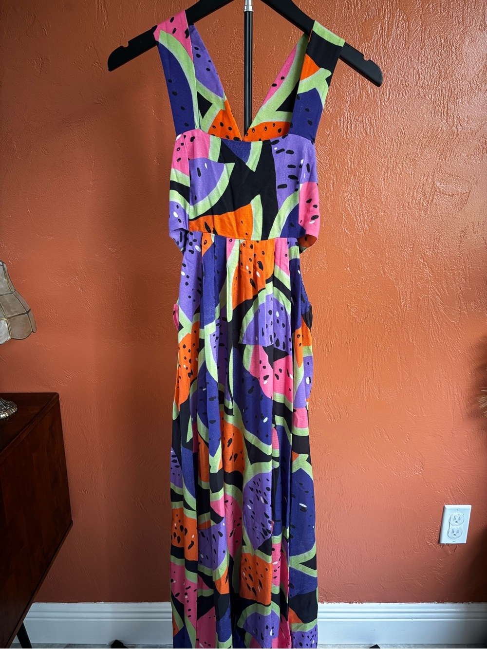 Anthropologie The Piper Bandeau Cutout Maxi Dress Watermelon Print Size XS